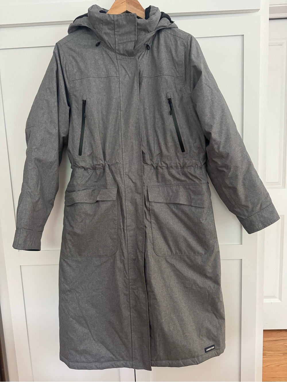 Lands' End Women's Heather Gray Hooded Winter Parka M
